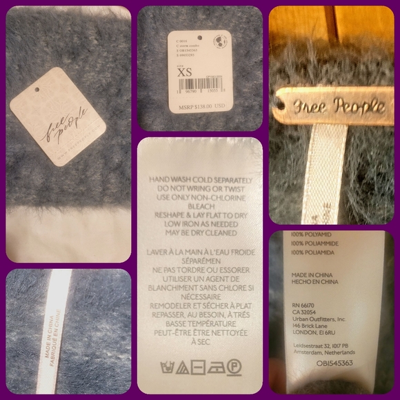 ✓XS }Free People{ *Serendipity* Oversized V-neck in Storm Combo ~Like NEW - Picture 3 of 8